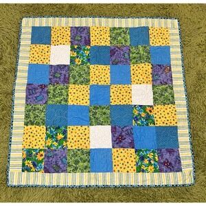 VTG Delta Quilters Guild Quilted Baby Blanket Handmade 1980's Patchwork